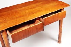 Mesa Biedermeier restaurada, madera de cerezo, barniz renovado, Alemania, década de 1830