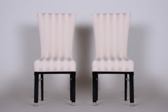 Pair of Restored Art Deco Chairs, Lacquered Wood, Reupholstered, France, 1920s