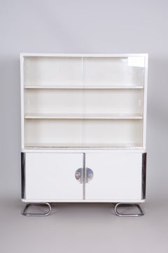 Restored Bauhaus Bookcase, by Vichr a spol., Chromed Steel, Czech, 1930s