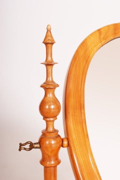 Restored Biedermeier Dressing Mirror, Cherry Wood, Repolished, Czech, 1860s