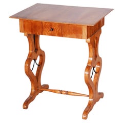 Restored Biedermeier Small Table, Ash Wood, Revived Polish, Czech, 1830s