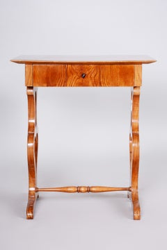Restored Biedermeier Small Table, Ash Wood, Revived Polish, Czech, 1830s