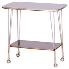 Restored Mid-Century Trolley, Brass, Mahogany, Repolished, Czech, 1950s