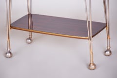 Restored Mid-Century Trolley, Brass, Mahogany, Repolished, Czech, 1950s