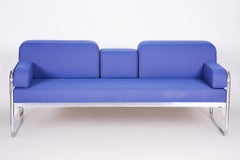 Restored Bauhaus Sofa, by Hynek Gottwald, Chromed Steel, Czech, 1930s