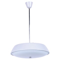 Restored Mid-Century Chandelier, by Lidokov, Steel, Opaline Glass, Czech, 1950s