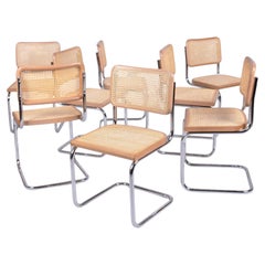 Set of Eight Restored Bauhaus Cesca Chairs, by M. Breuer, Chrome, Italy, 1980s