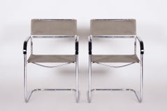 Pair of Bauhaus Armchairs, by Marcel Breuer for Thonet, Chrome, Czech, 1930s