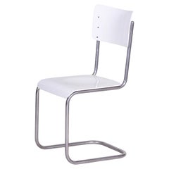Restored Bauhaus Chair, by Vichr a spol., Chromed Steel, Plywood, Czech, 1930s