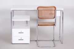 Restored Bauhaus Writing Desk, Chromed Steel, Lacquered Wood, Germany, 1930s