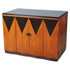 Restored Art Deco Sideboard, by J. Gočár for PUD, Mahogany, Brass, Czech, 1910s