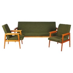 Ensemble de sièges d'origine du milieu du siècle, en hêtre, nettoyé, en bon état, d'origine tchèque. Années 1960