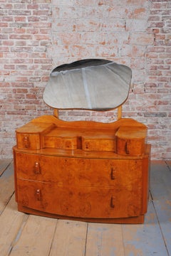 Restored Art Deco Chest of Drawers, Blockboard, Walnut Veneer, Czech, 1920s