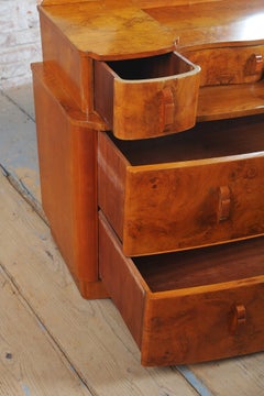 Restored Mid-Century Writing Desk, Blockboard, Mahogany Veneer, Czech, 1950s