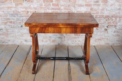 Restored Biedermeier Extendable Table, Walnut Veneer, Inlay, Austria, 1820s
