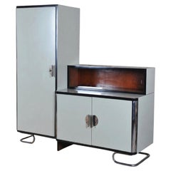 Pair of Restored Bauhaus Cabinets, by Vichr a spol., Chromed Steel, Czech, 1930s