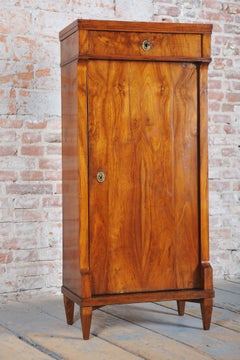 Restored Biedermeier Cabinet, Walnut Veneer, Revived Polish, Czech, 1820s
