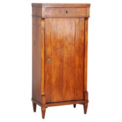 Restored Biedermeier Cabinet, Walnut Veneer, Revived Polish, Czech, 1820s
