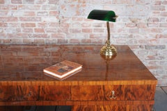 Restored Art Deco Table Lamp, Brass, Glass, New Electrification, Czech, 1920s