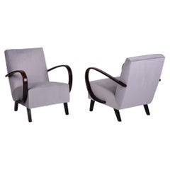 Two Restored ArtDeco Armchairs, by J. Halabala, UP Závody, Model C, Czech, 1930s
