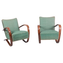 Pair of Restored Art Deco Armchairs, J. Halabala, UP Závody, H-269, Czech, 1930s