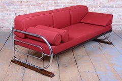 Restored Bauhaus Sofa, by Robert Slezák, Chrome-Plated Steel, Czech, 1930s
