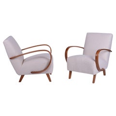 Two Restored Art Deco Armchairs, by J.Halabala, UP Zavody, Model C, Czech, 1940s