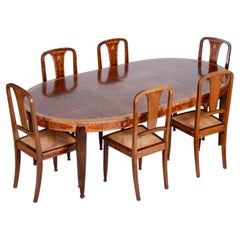Restauriertes Art-déco-Esszimmer-Set, von Paul Follot, Mahagoni, Nussbaum, Frankreich, 1920er Jahre