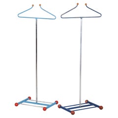 Pair of Original Bauhaus Coat Racks, Chromed and Lacquered Steel, Czech, 1920s