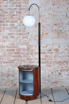 Restaurierte Art Deco Stehlampe, von J. Halabala, UP Závody, Nussbaum, Tschechien, 1920er Jahre