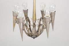 Original-Art-Déco-Kronleuchter, von Franta Anýž, Nickel, Messing, Tschechien, 1920er Jahre