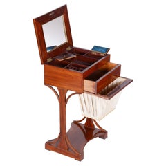 Restored Biedermeier Sewing Table, Mahogany, Revived Polish, Germany, 1820s