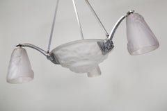Lampadario Art Déco originale, di Muller Frères, metallo, vetro, Francia, anni '20