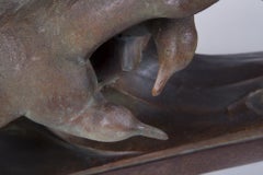 Original Art Deco Sculpture "Two Gulls", by R. Pollin, Terracotta, France, 1920s