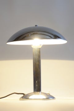 Original Bauhaus Table Lamp, Chrome-Plated Steel, Rewired, Czech, 1930s