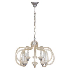 Original Art Deco Chandelier, Metal, Glass, Well Preserved, Czech, 1920s