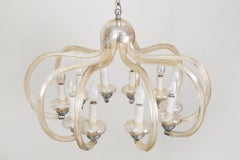Original Art Deco Chandelier, Metal, Glass, Well Preserved, Czech, 1920s