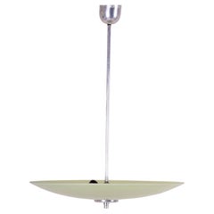 Original Mid-Century Chandelier, Glass, Chrome-Plated Steel, Czech, 1950s