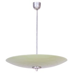 Original Mid-Century Chandelier, Glass, Chrome-Plated Steel, Czech, 1950s