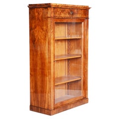 Libreria Biedermeier restaurata, noce, finitura rinnovata, Repubblica Ceca, anni ’30 dell’Ottocento