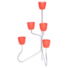 Restored Mid-Century Flower Stand, Chrome-Plated Steel, Plastic, Czech, 1950s