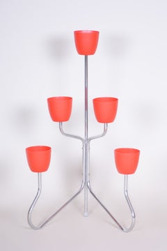 Restored Mid-Century Flower Stand, Chrome-Plated Steel, Plastic, Czech, 1950s