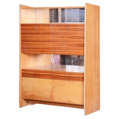 Armoire d'origine du milieu du siècle, frêne, acajou, en bon état, tchèque, années 1950