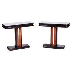 Pair of Restored Art Deco Side Tables, Macassar, Repolished, France, 1920s