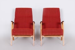 Pair of Restored Mid-Century Armchairs, by Jaroslav Šmídek, Beech, Czech, 1950s