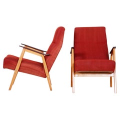 Pair of Restored Mid-Century Armchairs, by Jaroslav Šmídek, Beech, Czech, 1950s