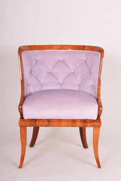 Restored Biedermeier Armchair, Walnut, Repolished with Shellac, Czech, 1820s