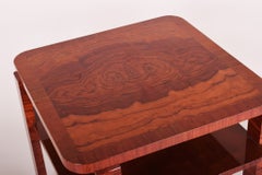 Table basse Art déco restaurée, bois de rose, vernis ravivé, République tchèque, années 1920