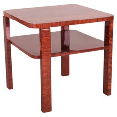 Table basse Art déco restaurée, bois de rose, vernis ravivé, République tchèque, années 1920