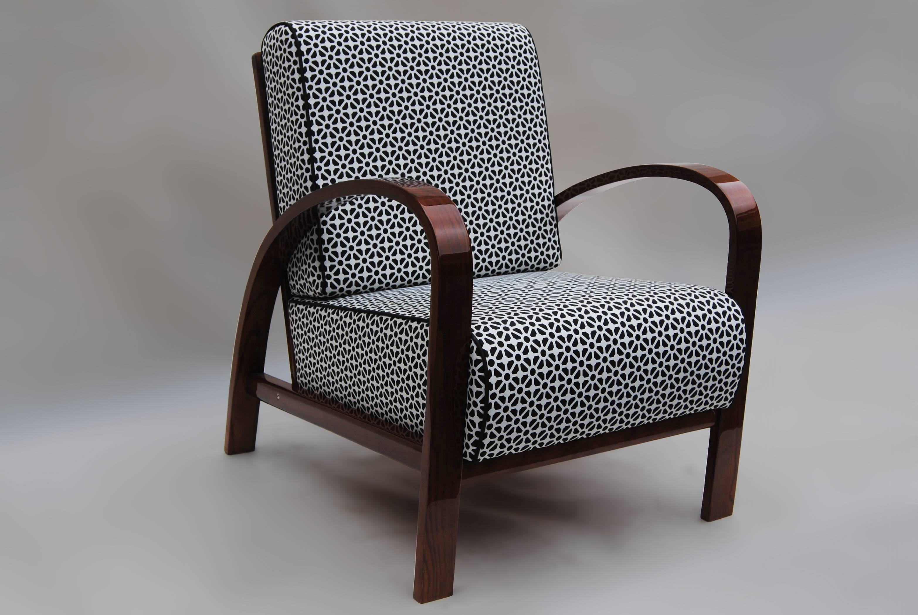 Czech Pair of Adjustable Armchairs Made by United Crafts and Arts Manufacture